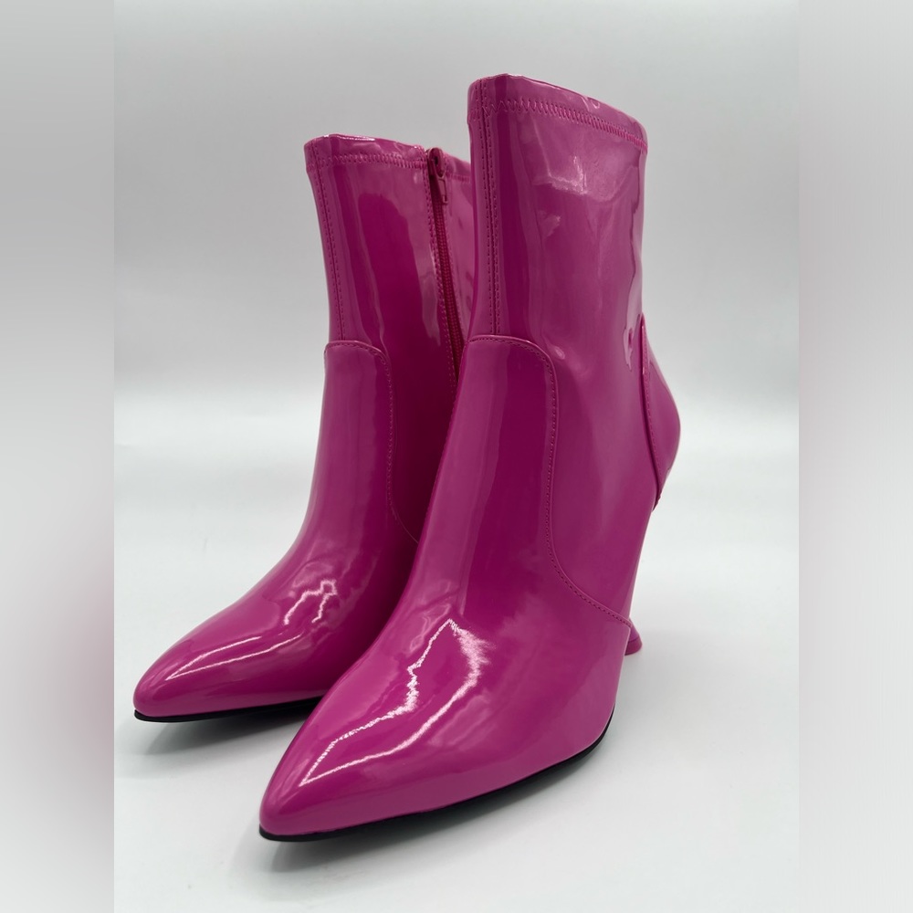 INC Womens Ibrina Patent Pull On Ankle Boots - Picture 4 of 10